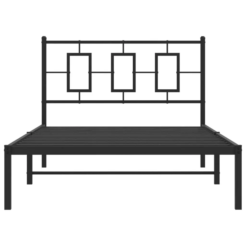 Metal Bed Frame with Headboard Black 107x203 cm 374237