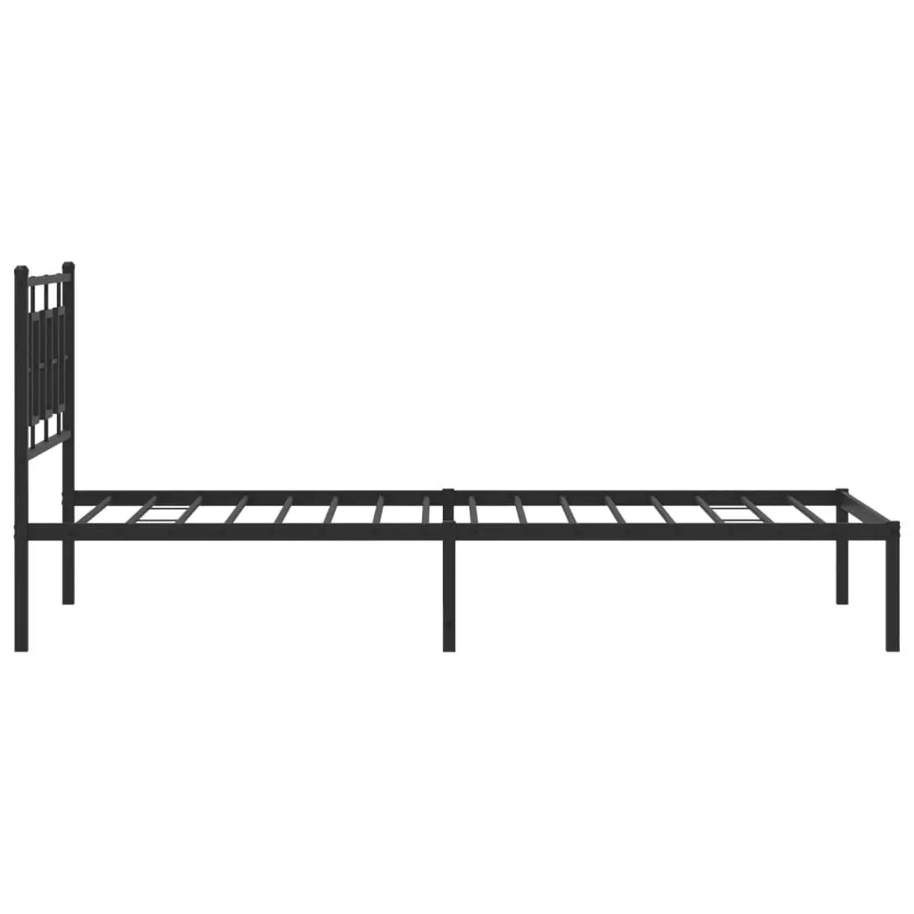 Metal Bed Frame with Headboard Black 107x203 cm 374237