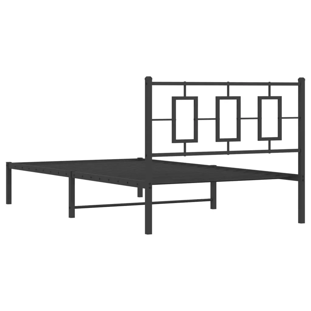 Metal Bed Frame with Headboard Black 107x203 cm 374237