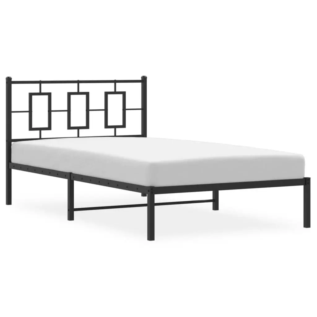 Metal Bed Frame with Headboard Black 107x203 cm 374237