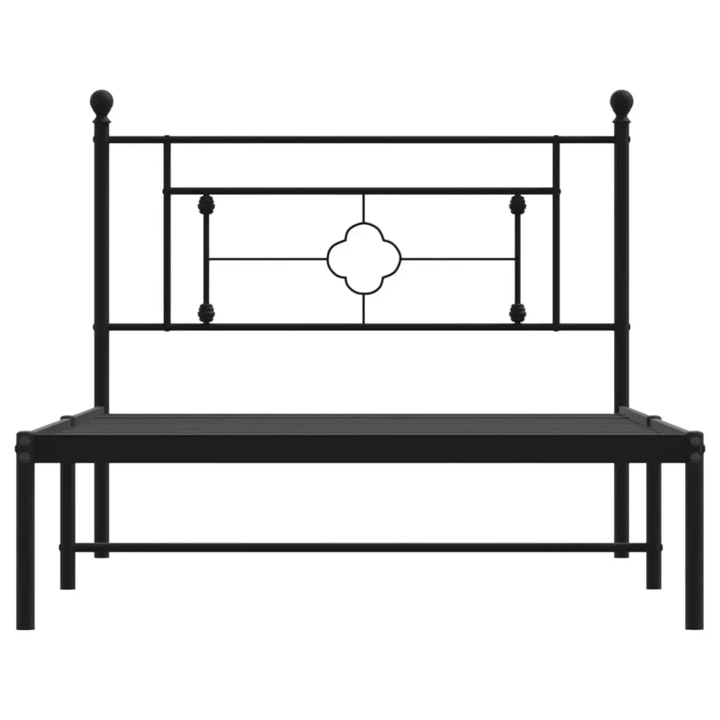 Metal Bed Frame with Headboard Black 107x203 cm 374335