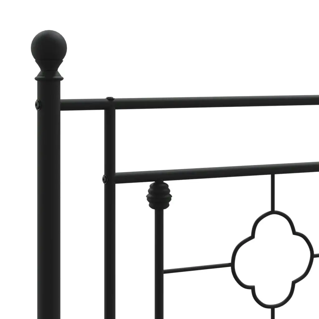 Metal Bed Frame with Headboard Black 107x203 cm 374335