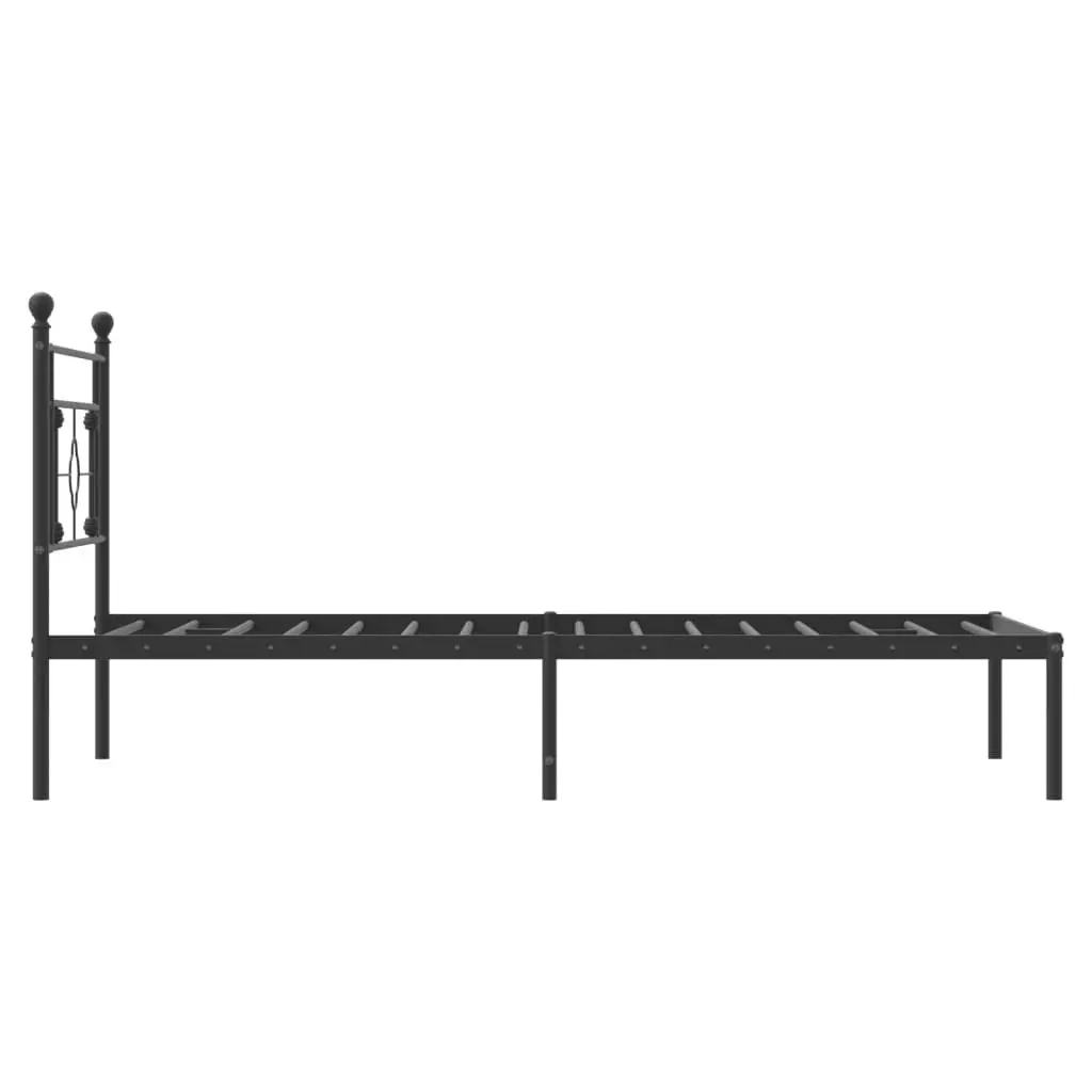 Metal Bed Frame with Headboard Black 107x203 cm 374335