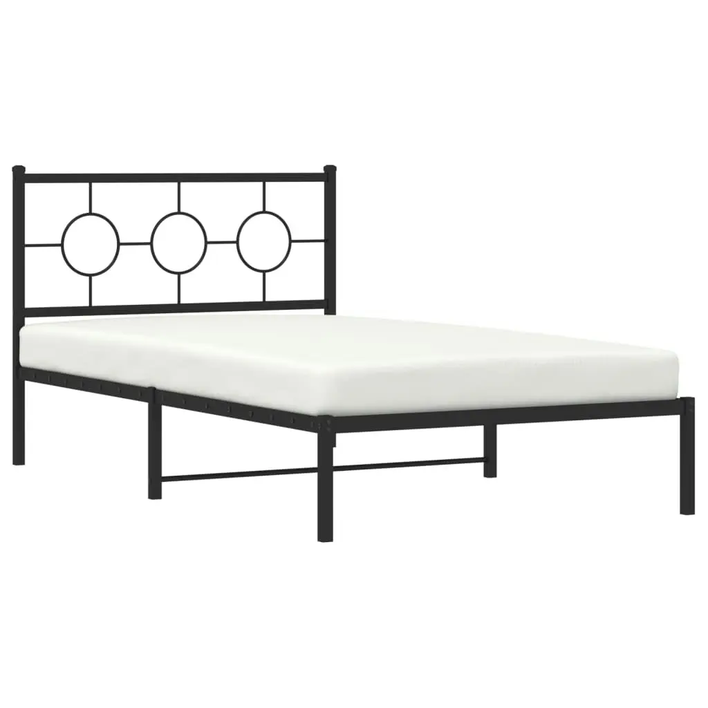 Metal Bed Frame without Mattress with Headboard Black 107x203 cm King Single 376222