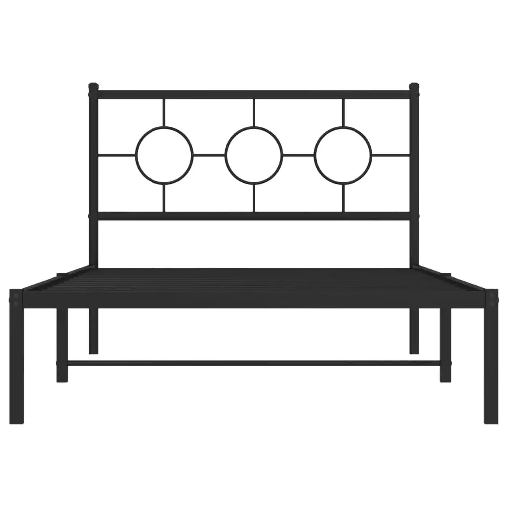 Metal Bed Frame without Mattress with Headboard Black 107x203 cm King Single 376222