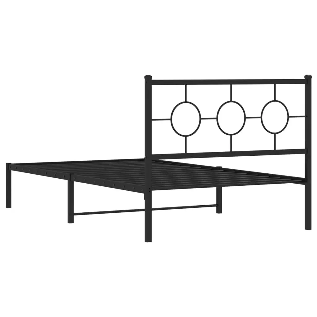 Metal Bed Frame without Mattress with Headboard Black 107x203 cm King Single 376222