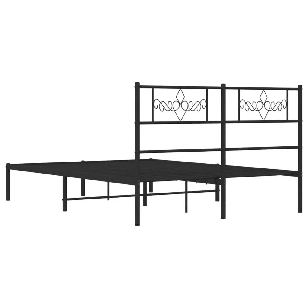 Metal Bed Frame with Headboard Black 135x190 cm 355266