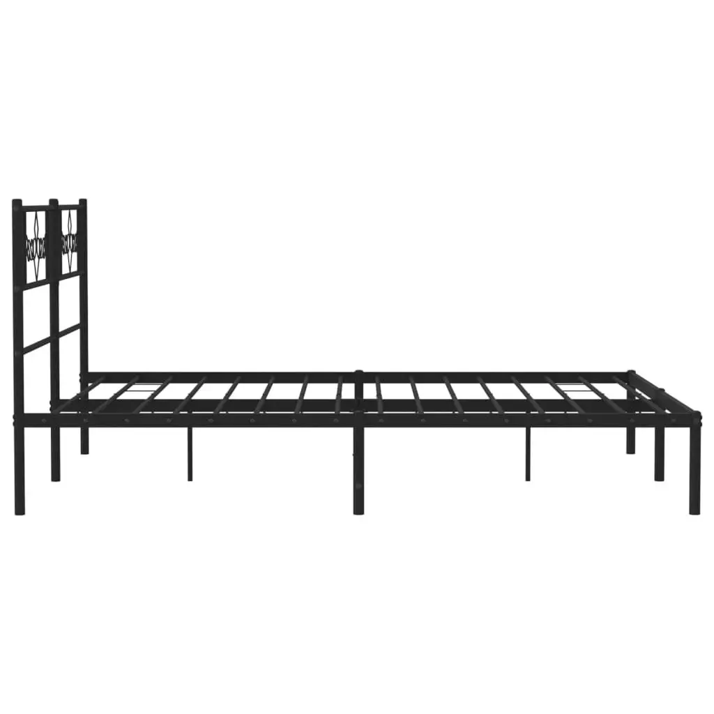 Metal Bed Frame with Headboard Black 135x190 cm 355266