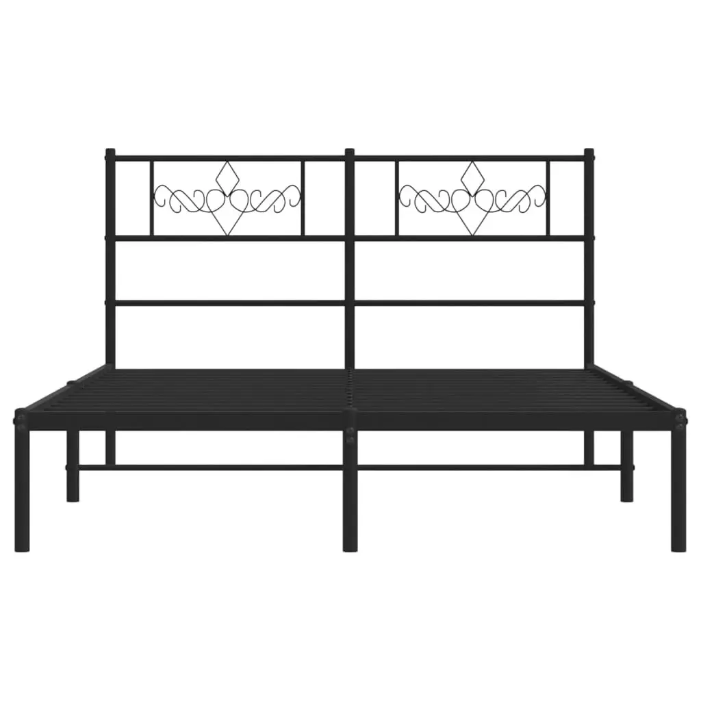 Metal Bed Frame with Headboard Black 135x190 cm 355266