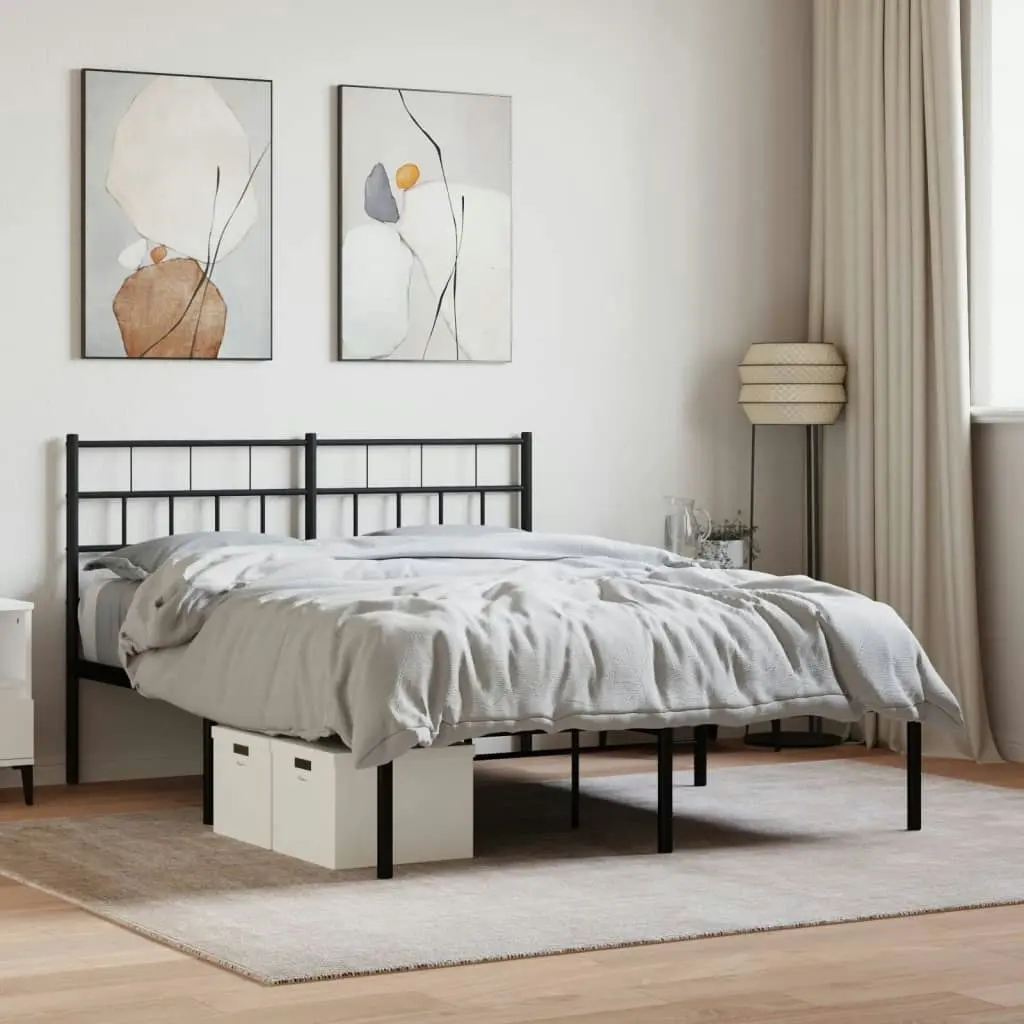 Metal Bed Frame with Headboard Black 135x190 cm 355658