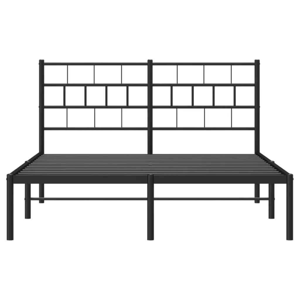 Metal Bed Frame with Headboard Black 135x190 cm 355658