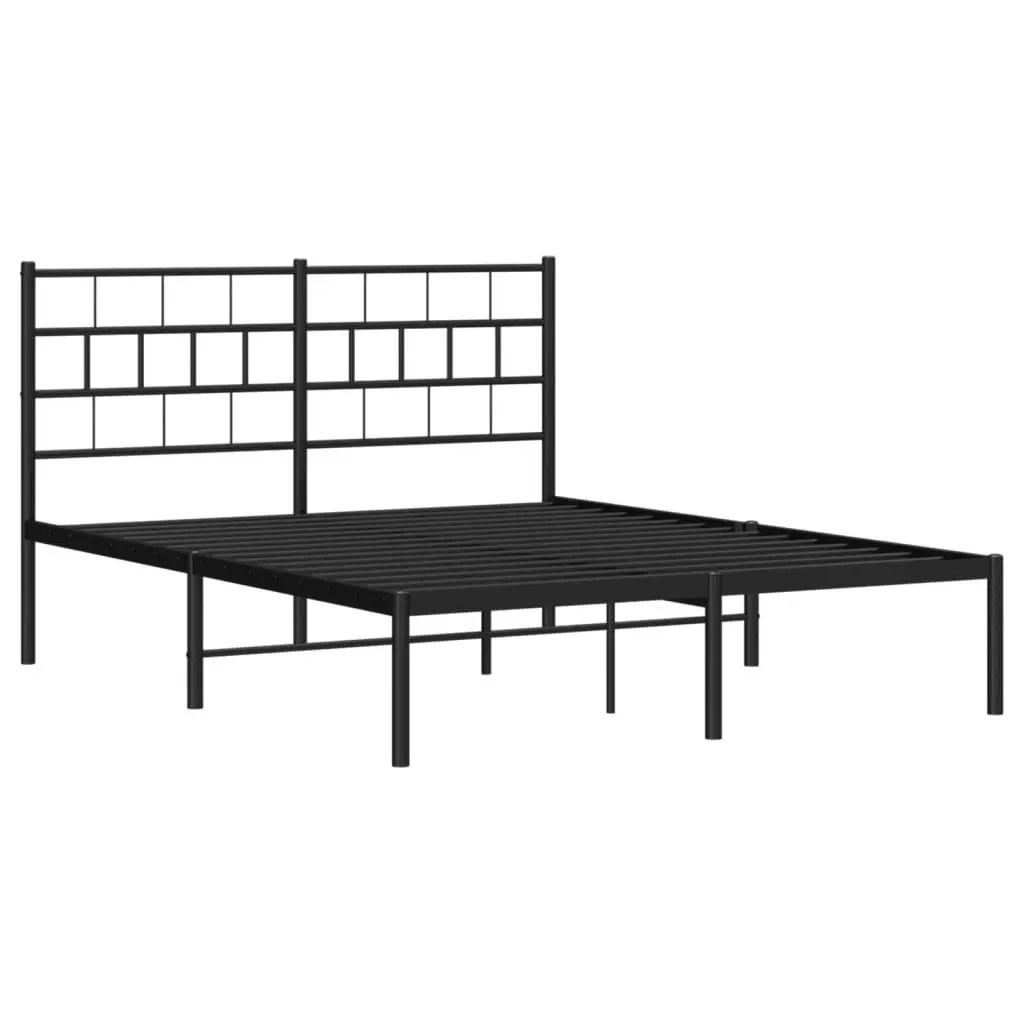 Metal Bed Frame with Headboard Black 135x190 cm 355658