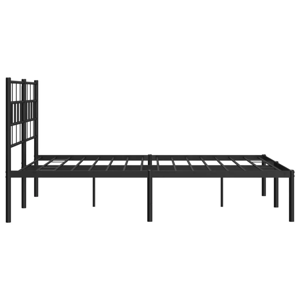 Metal Bed Frame with Headboard Black 135x190 cm 355658