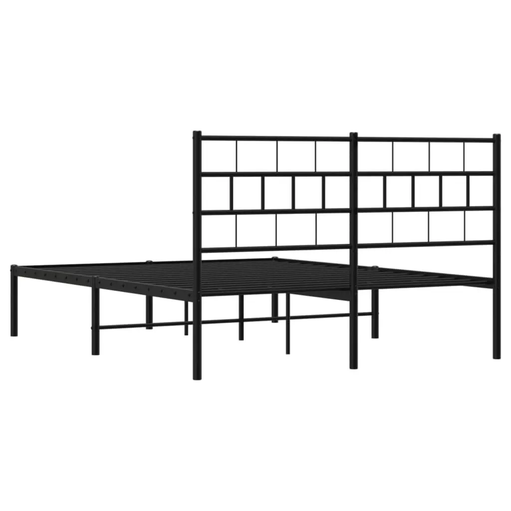 Metal Bed Frame with Headboard Black 135x190 cm 355658