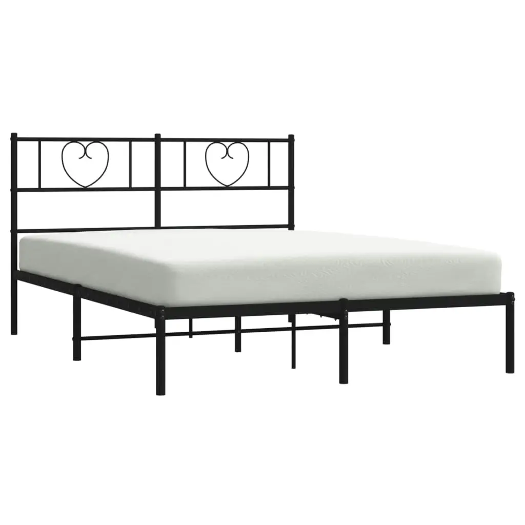 Metal Bed Frame with Headboard Black 135x190 cm 355462