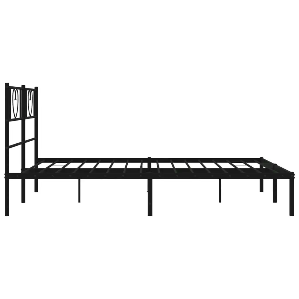 Metal Bed Frame with Headboard Black 135x190 cm 355462