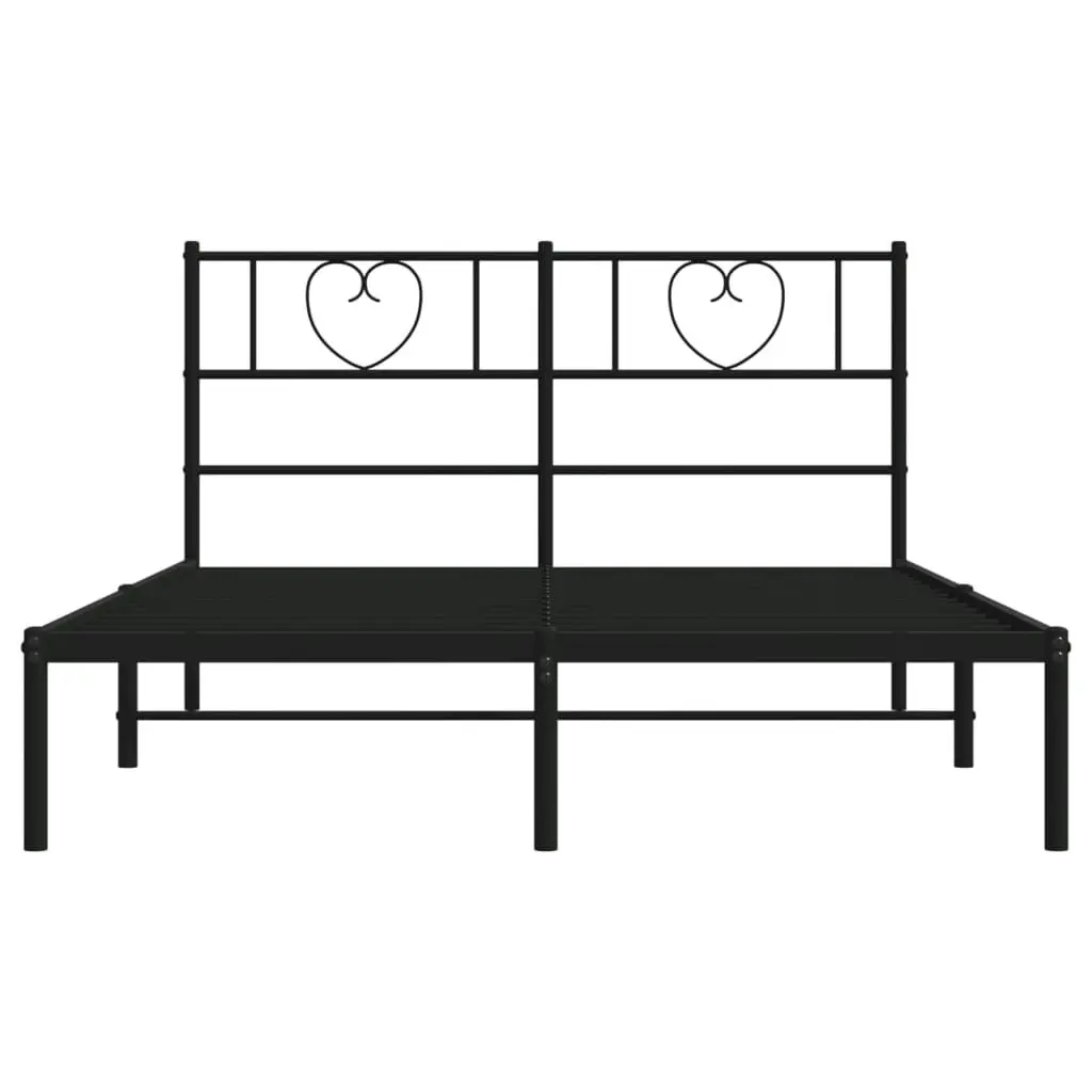 Metal Bed Frame with Headboard Black 135x190 cm 355462