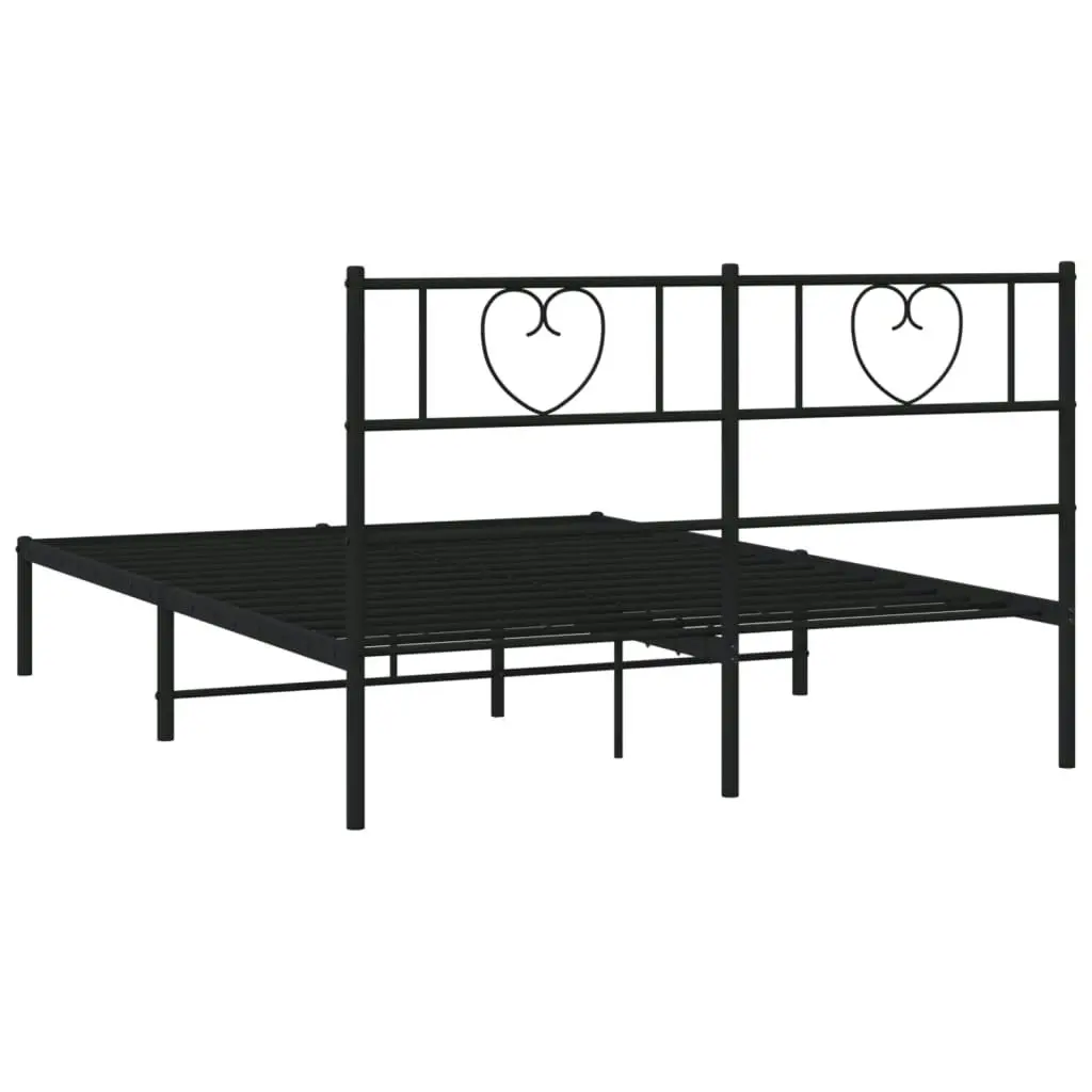 Metal Bed Frame with Headboard Black 135x190 cm 355462