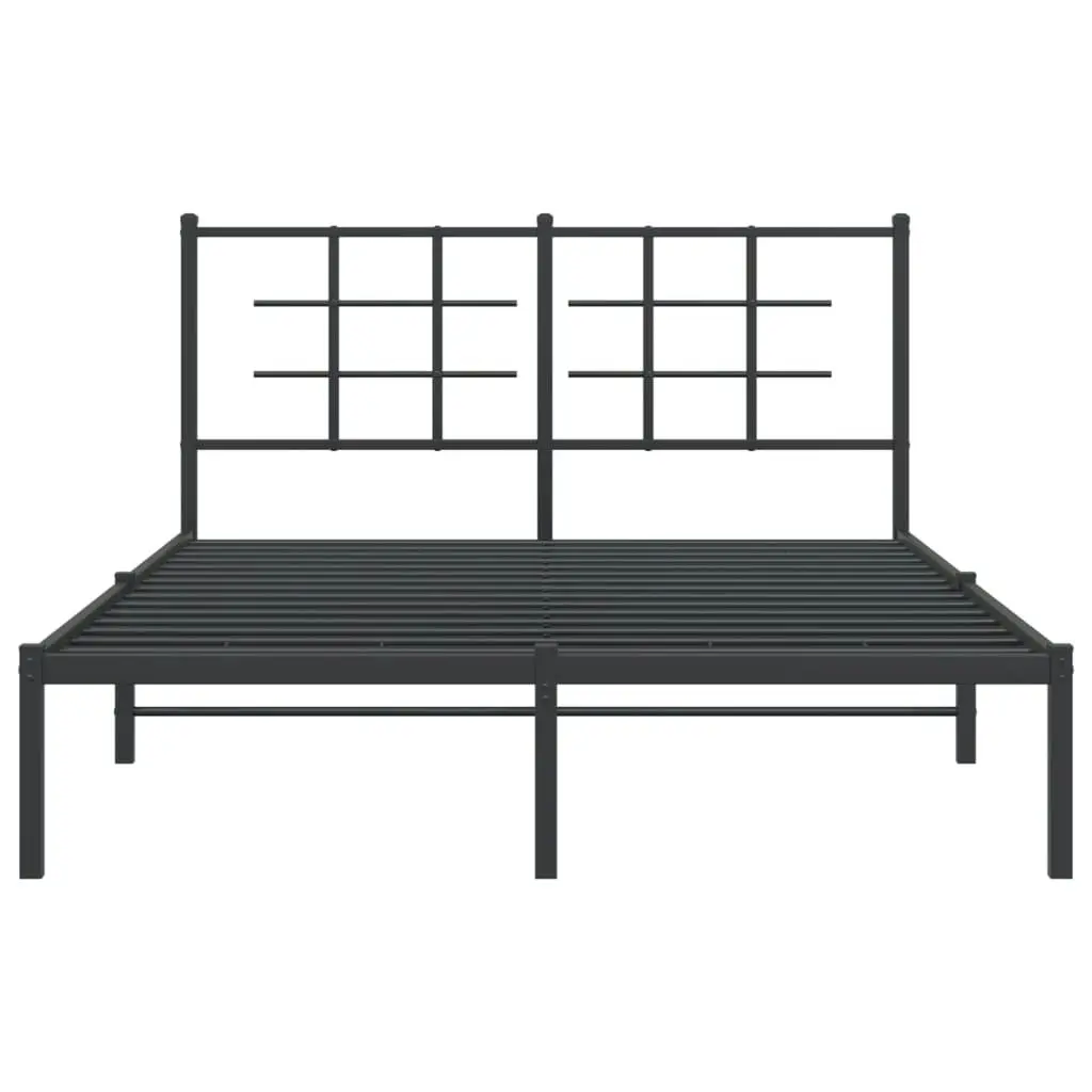 Metal Bed Frame without Mattress with Headboard Black 135x190 cm 355560