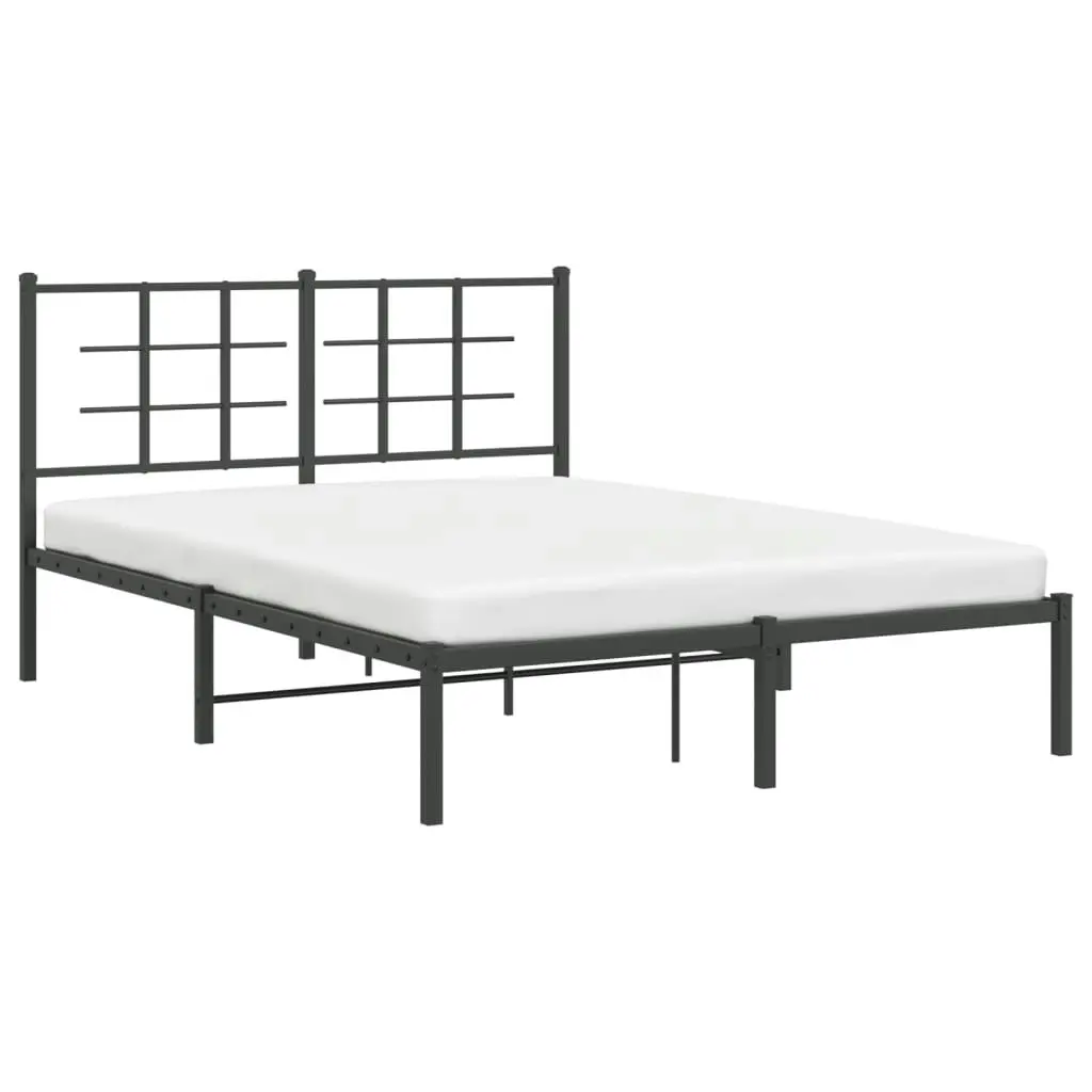 Metal Bed Frame without Mattress with Headboard Black 135x190 cm 355560