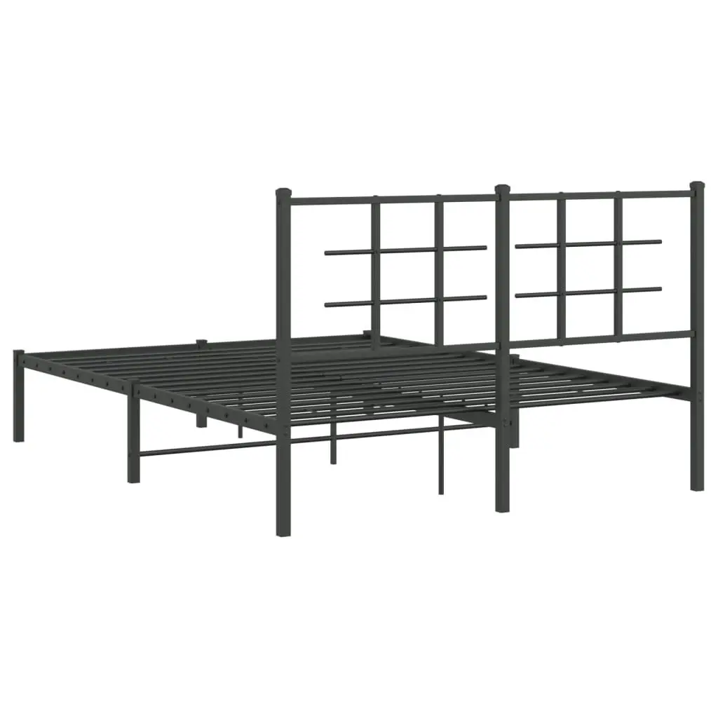 Metal Bed Frame without Mattress with Headboard Black 135x190 cm 355560