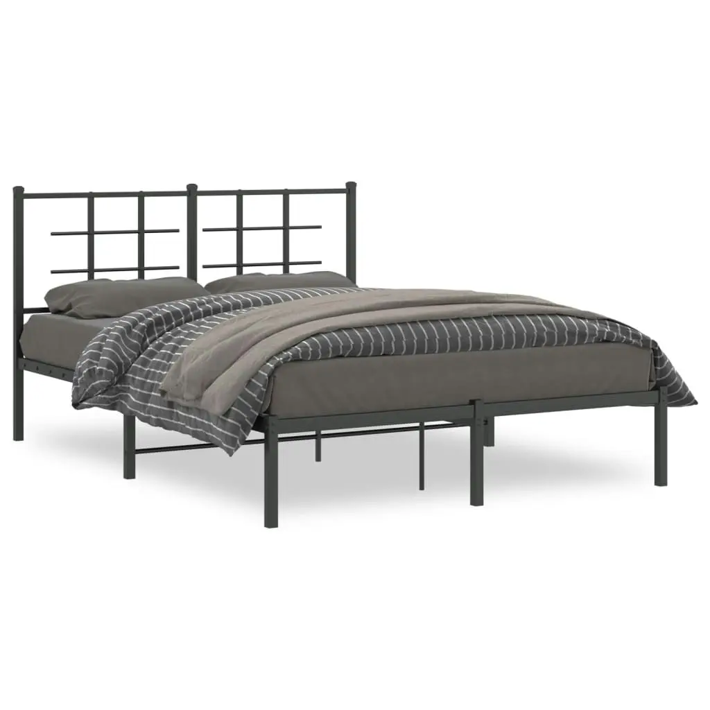 Metal Bed Frame without Mattress with Headboard Black 135x190 cm 355560