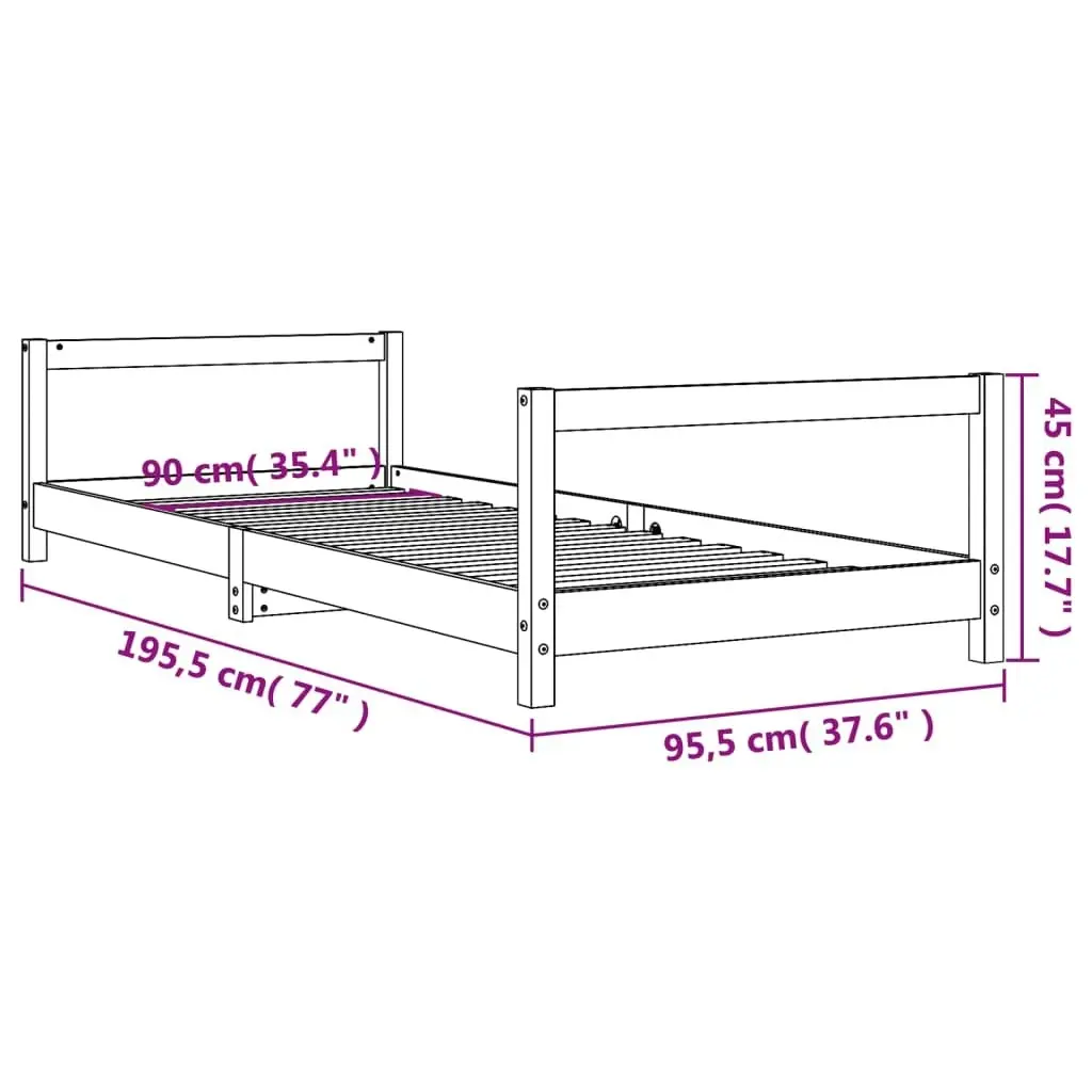 Kids Bed Frame White 90x190 cm Solid Wood Pine 834403