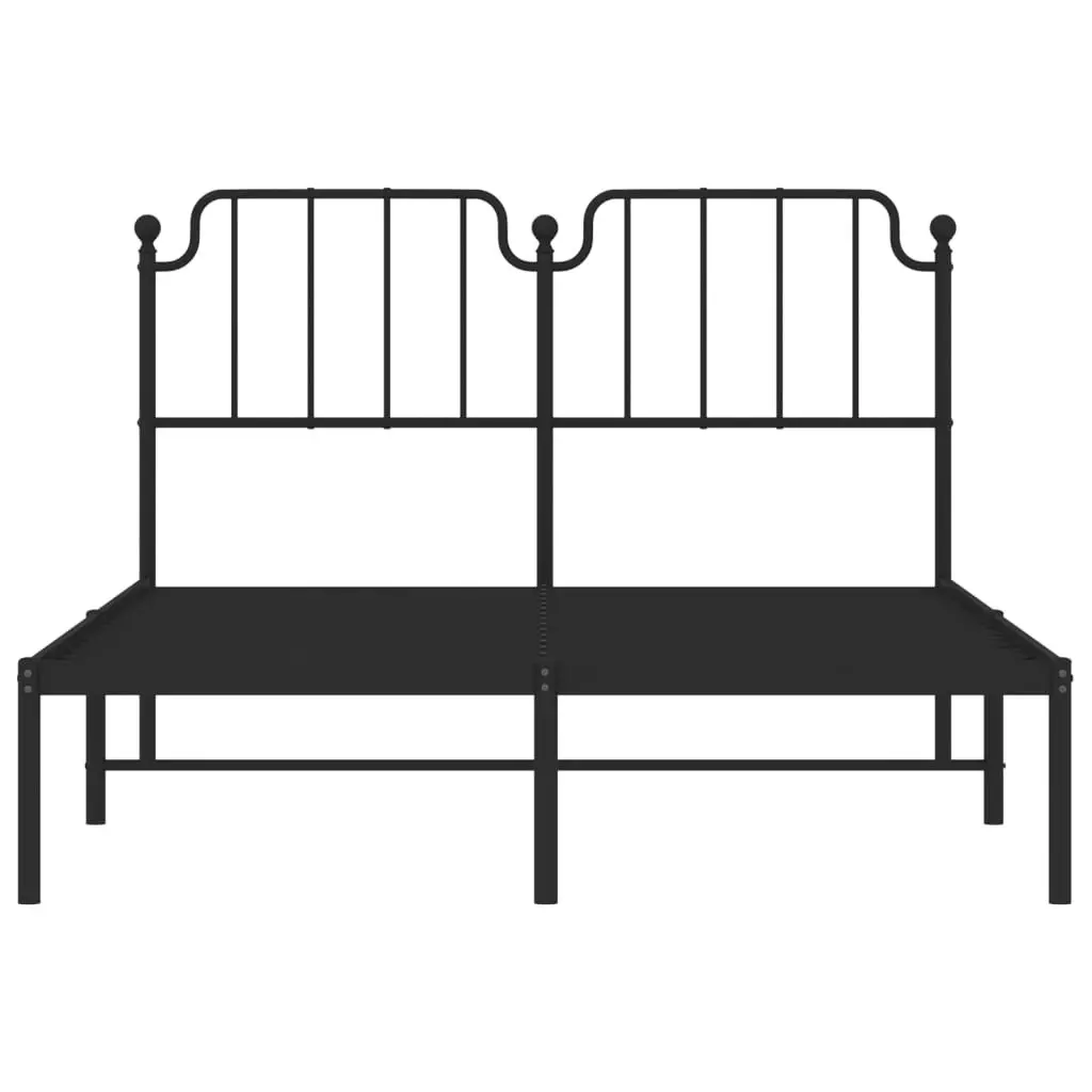 Metal Bed Frame with Headboard Black 135x190 cm 373886