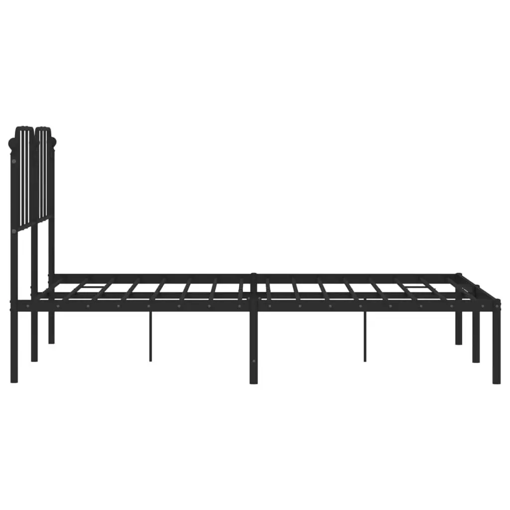 Metal Bed Frame with Headboard Black 135x190 cm 373886