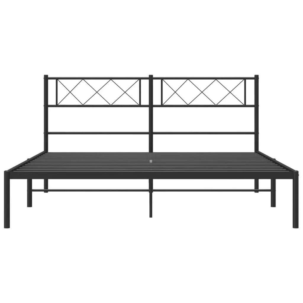 Metal Bed Frame with Headboard Black 135x190 cm 372276