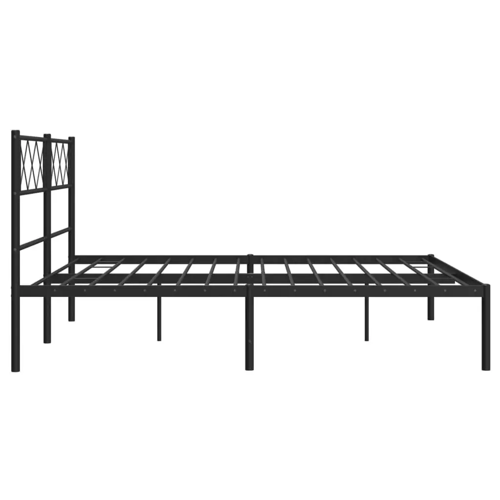 Metal Bed Frame with Headboard Black 135x190 cm 372276