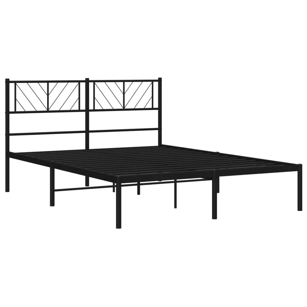 Metal Bed Frame with Headboard Black 135x190 cm 372178