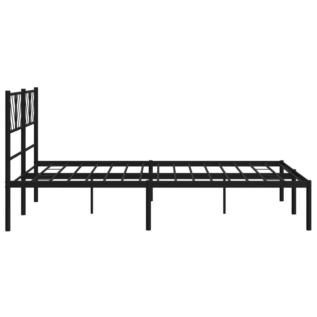 Metal Bed Frame with Headboard Black 135x190 cm 372178