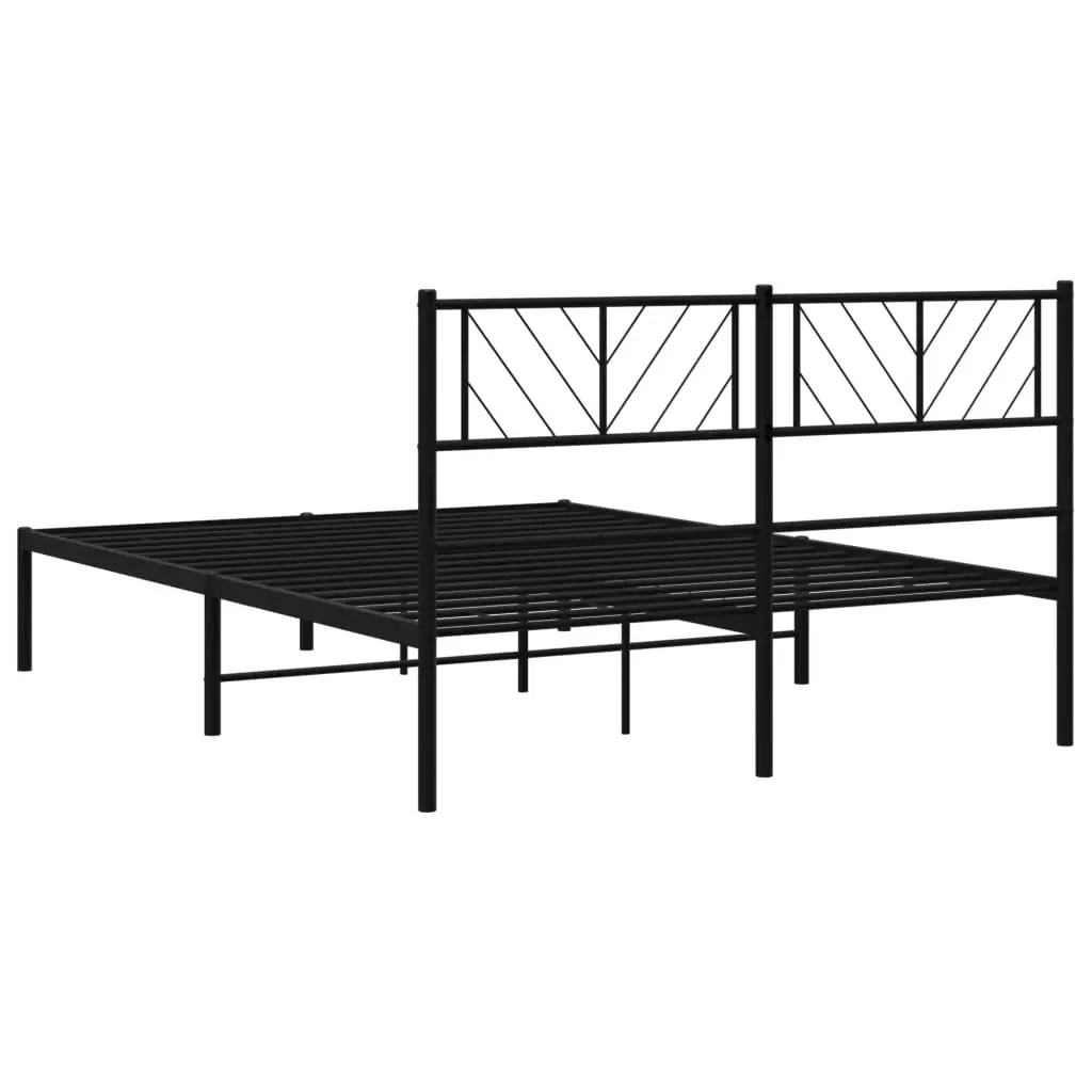 Metal Bed Frame with Headboard Black 135x190 cm 372178