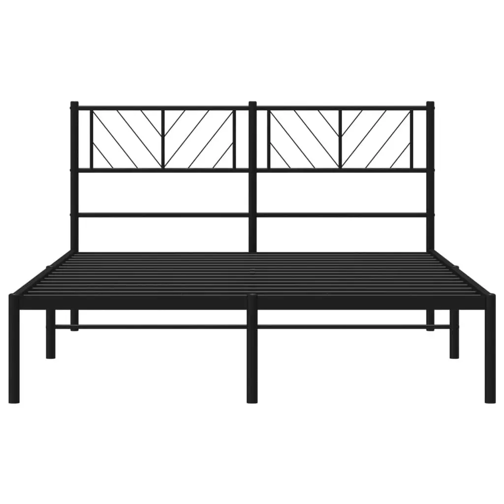 Metal Bed Frame with Headboard Black 135x190 cm 372178