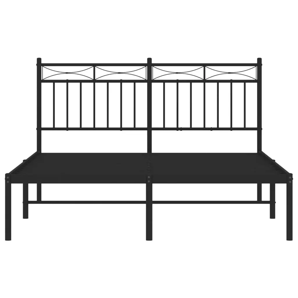 Metal Bed Frame with Headboard Black 135x190 cm 373690