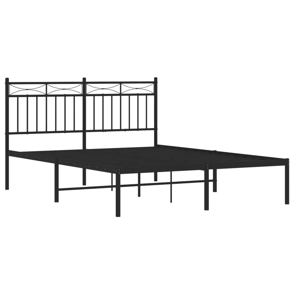 Metal Bed Frame with Headboard Black 135x190 cm 373690