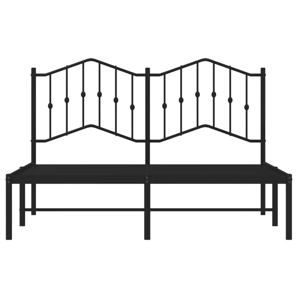 Metal Bed Frame without Mattress with Headboard Black 135x190 cm 373788