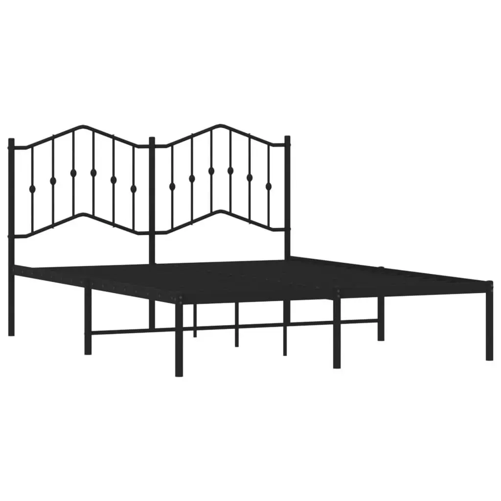 Metal Bed Frame without Mattress with Headboard Black 135x190 cm 373788