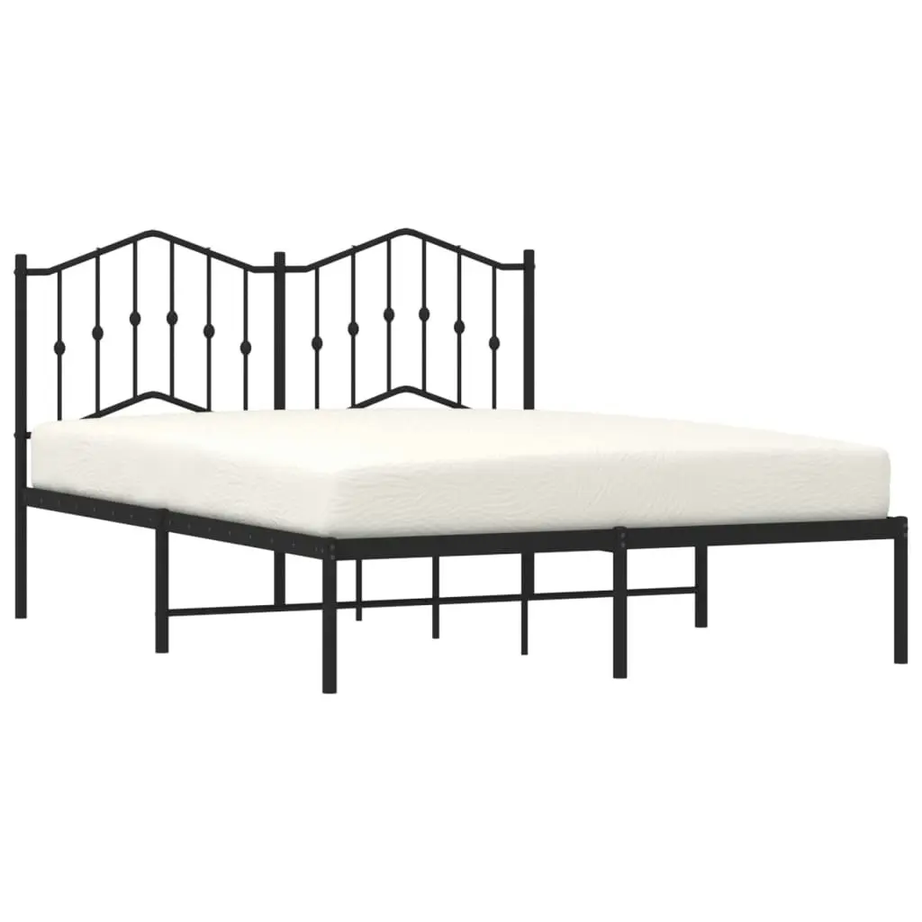 Metal Bed Frame without Mattress with Headboard Black 135x190 cm 373788