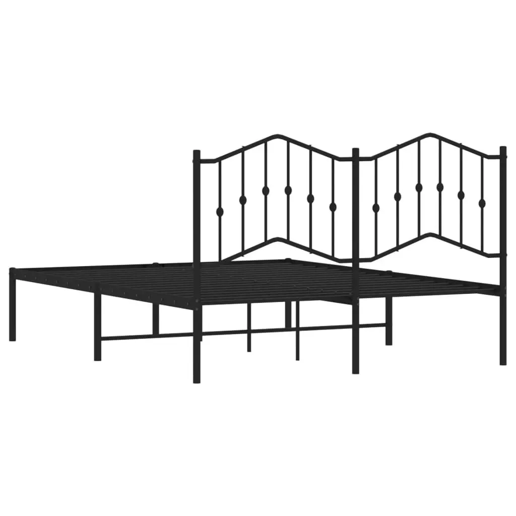 Metal Bed Frame without Mattress with Headboard Black 135x190 cm 373788