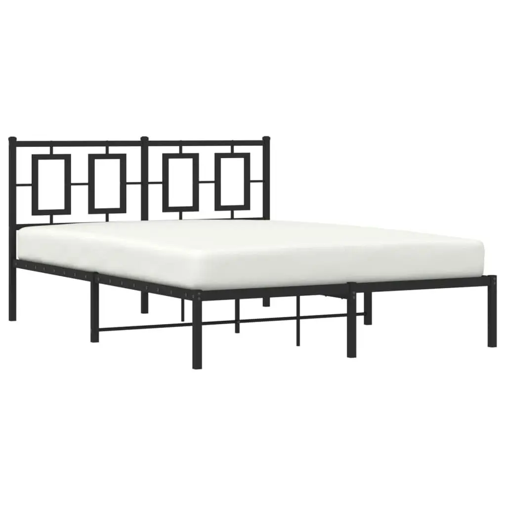 Metal Bed Frame without Mattress with Headboard Black 135x190 cm 374240