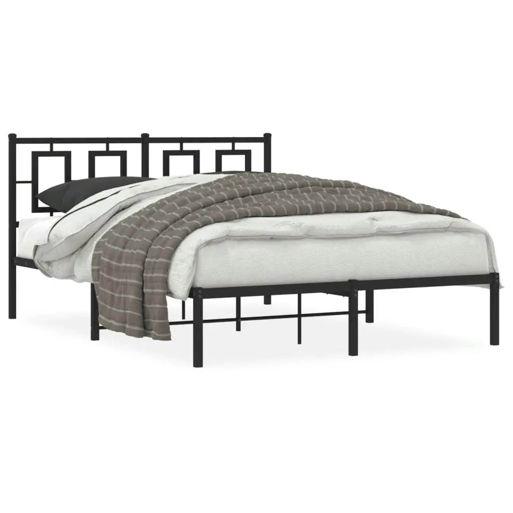 Metal Bed Frame without Mattress with Headboard Black 135x190 cm 374240