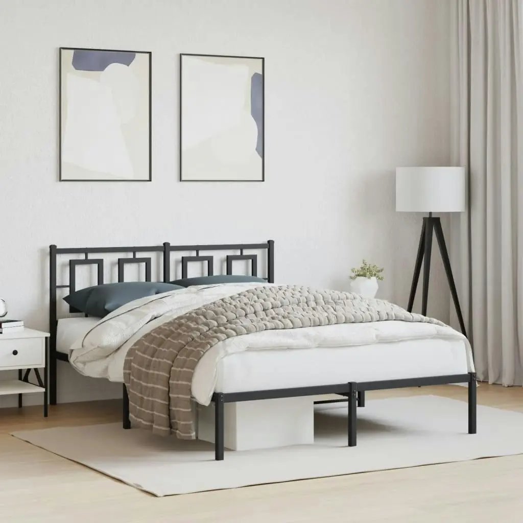 Metal Bed Frame without Mattress with Headboard Black 135x190 cm 374240