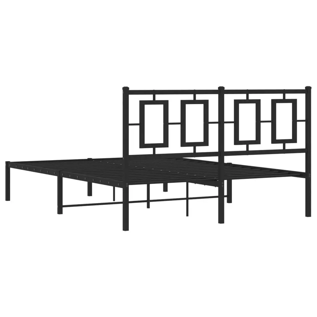 Metal Bed Frame without Mattress with Headboard Black 135x190 cm 374240