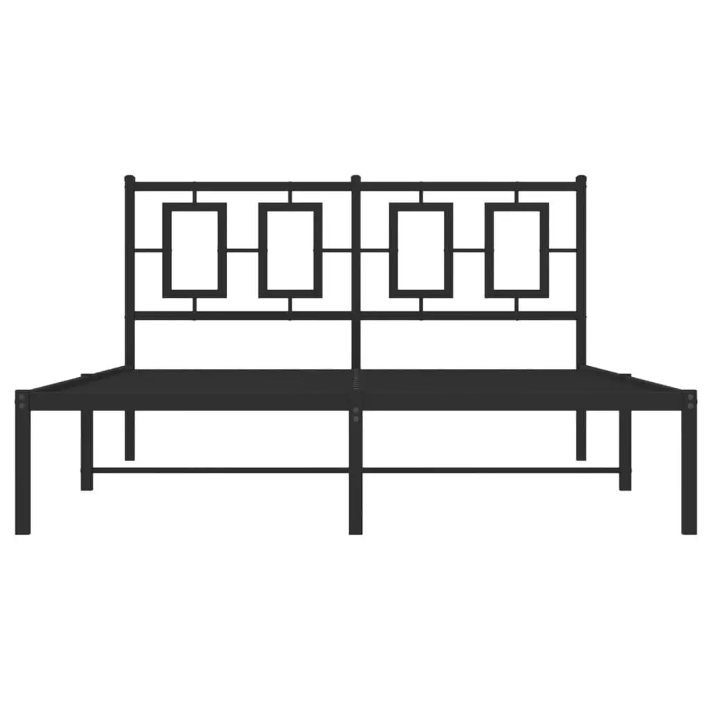 Metal Bed Frame without Mattress with Headboard Black 135x190 cm 374240