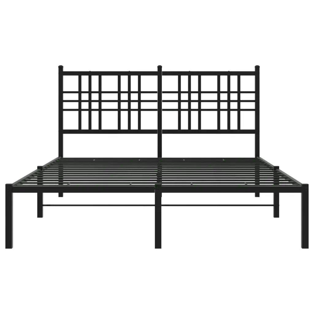 Metal Bed Frame with Headboard Black 135x190 cm 376323