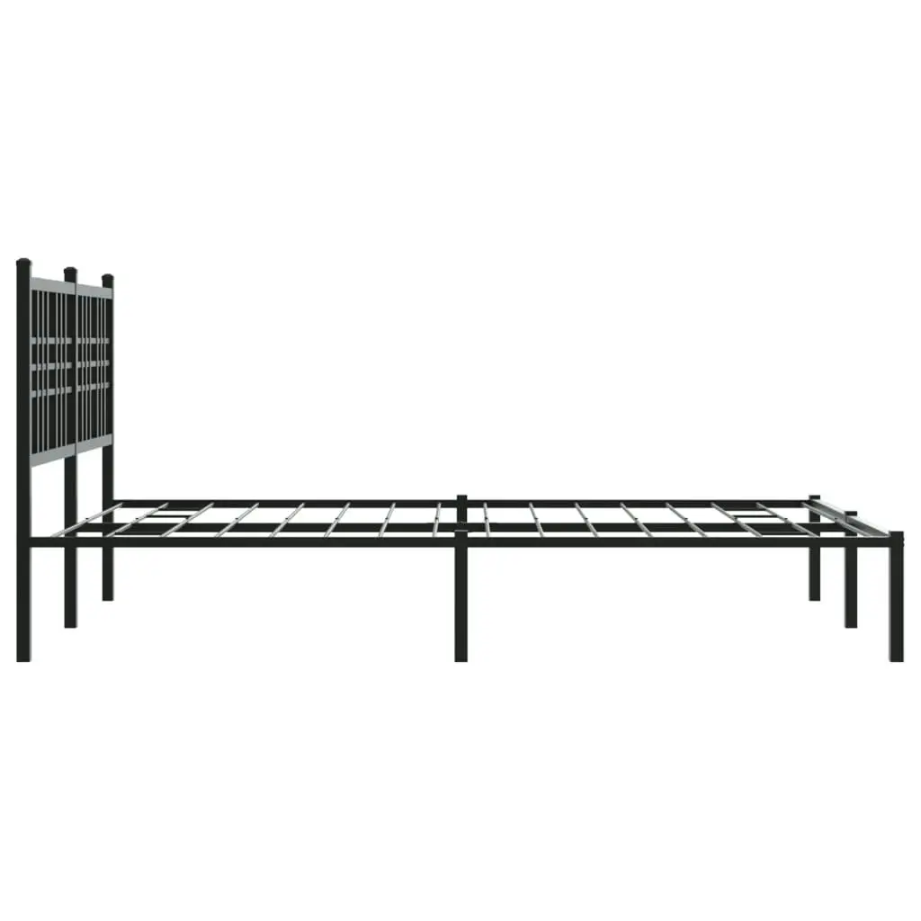 Metal Bed Frame with Headboard Black 135x190 cm 376323