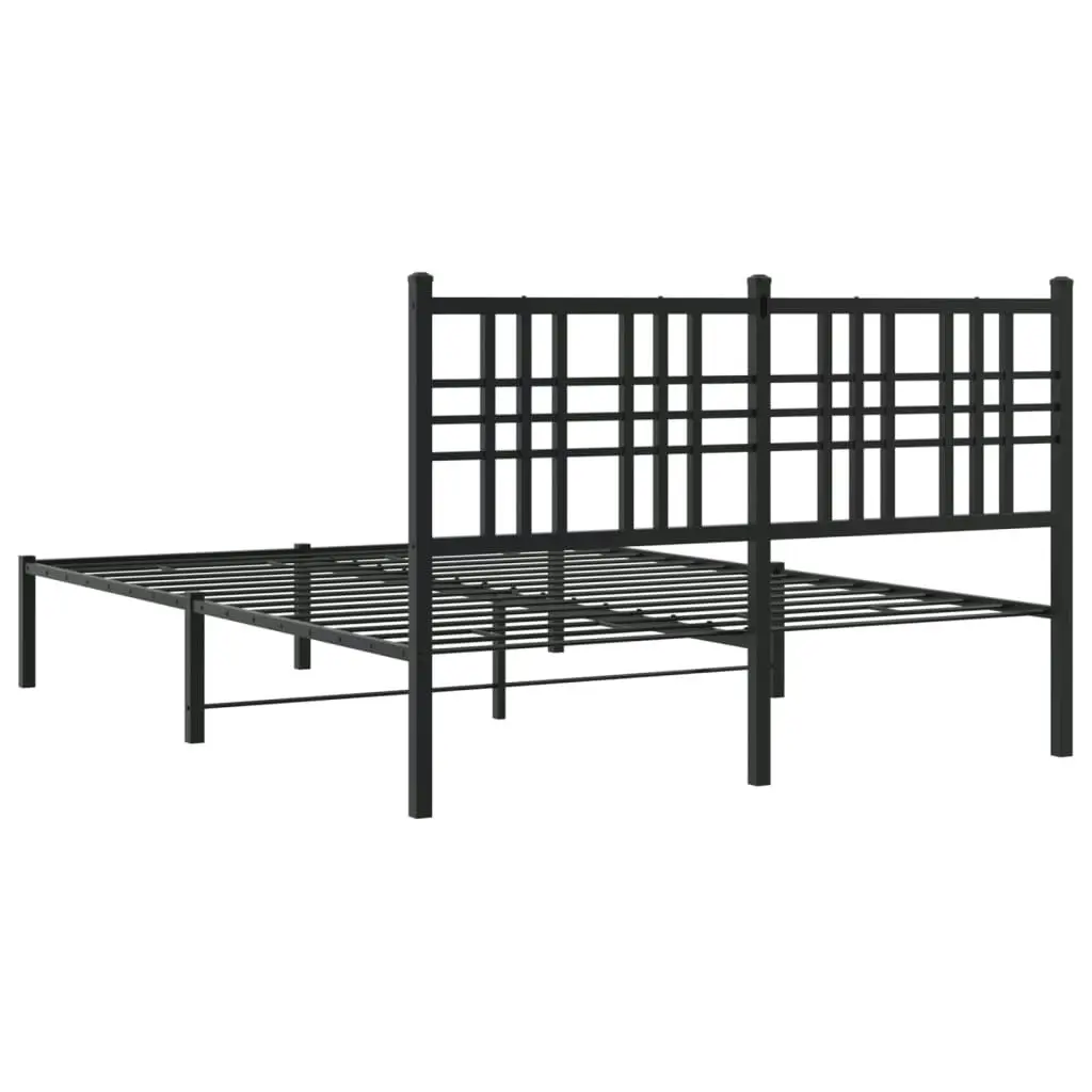 Metal Bed Frame with Headboard Black 135x190 cm 376323