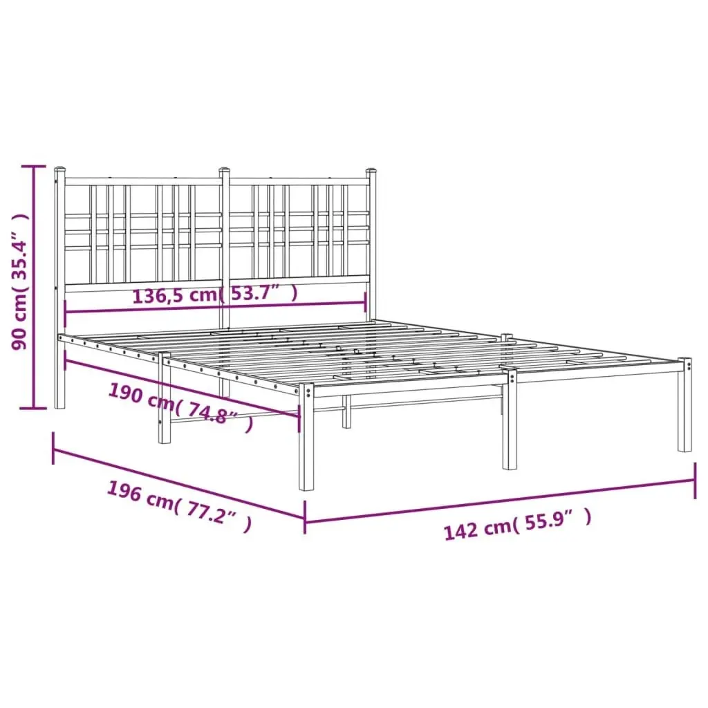 Metal Bed Frame with Headboard Black 135x190 cm 376323